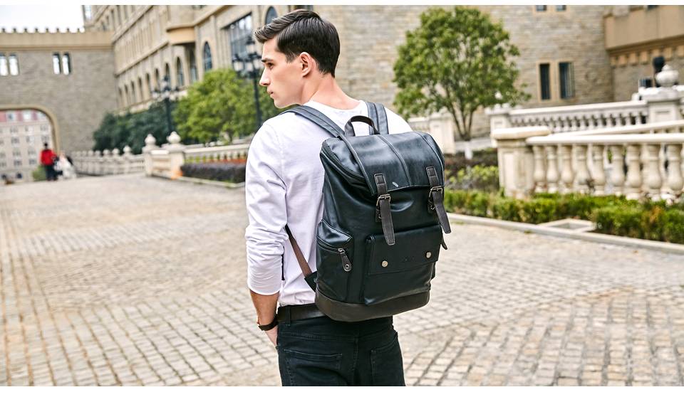 Men Sports Leather Backpack