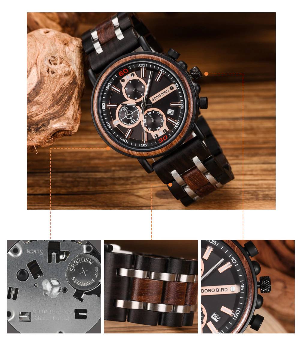 Men Mechanical Wooden Watch