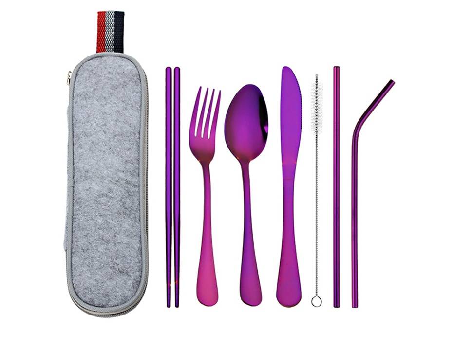 Stainless Steel Dinnerware 8 pcs Set with Portable Bag