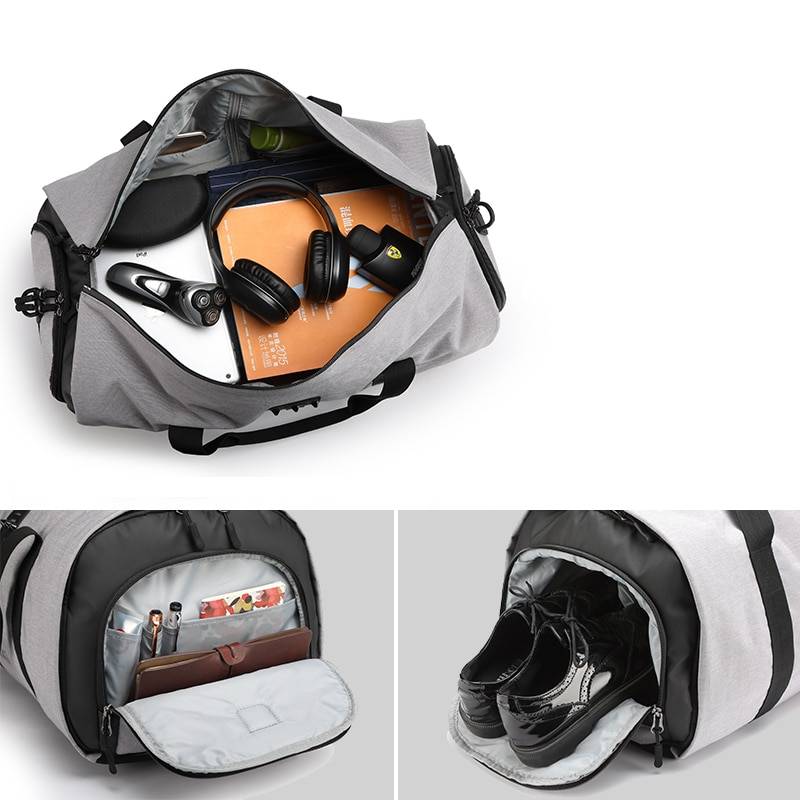 Cylinder Shaped Large Capacity Travel Bag Camping Bags & Backpacks cb5feb1b7314637725a2e7: Black|Gray