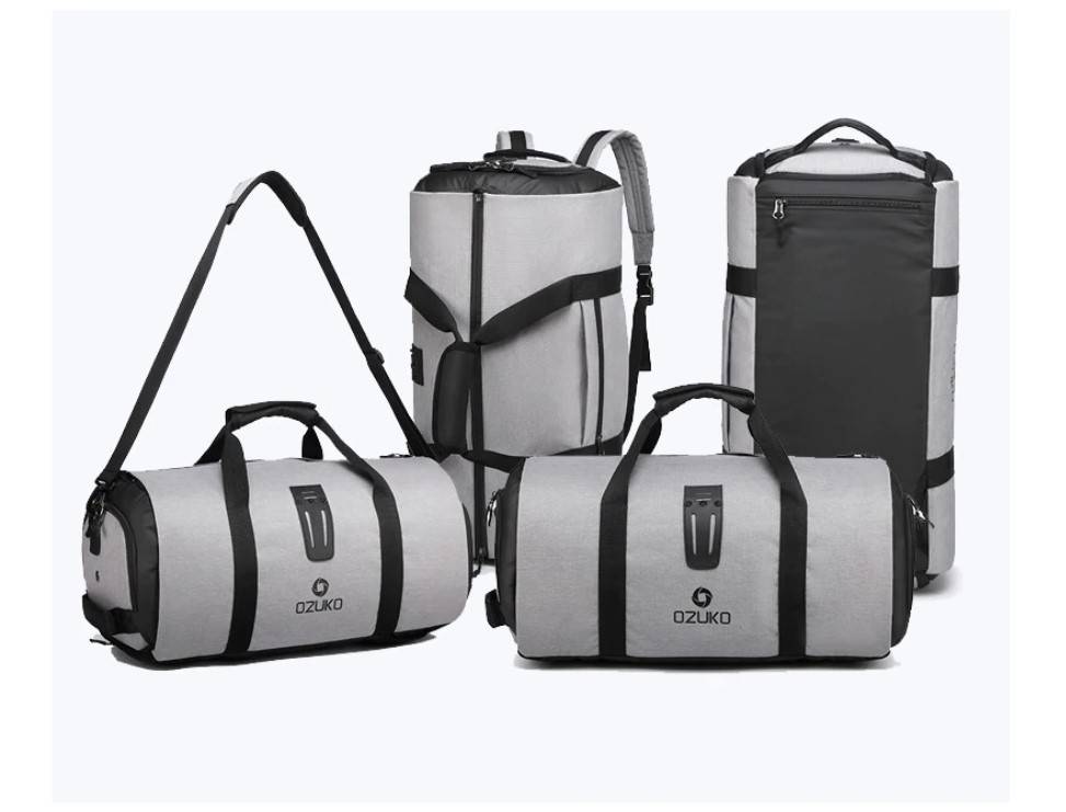 Cylinder Shaped Large Capacity Travel Bag Camping Bags & Backpacks cb5feb1b7314637725a2e7: Black|Gray